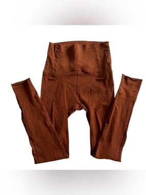 FP Movement good karma High-Waist Ribbed Leggings in Rust brown with cut outs